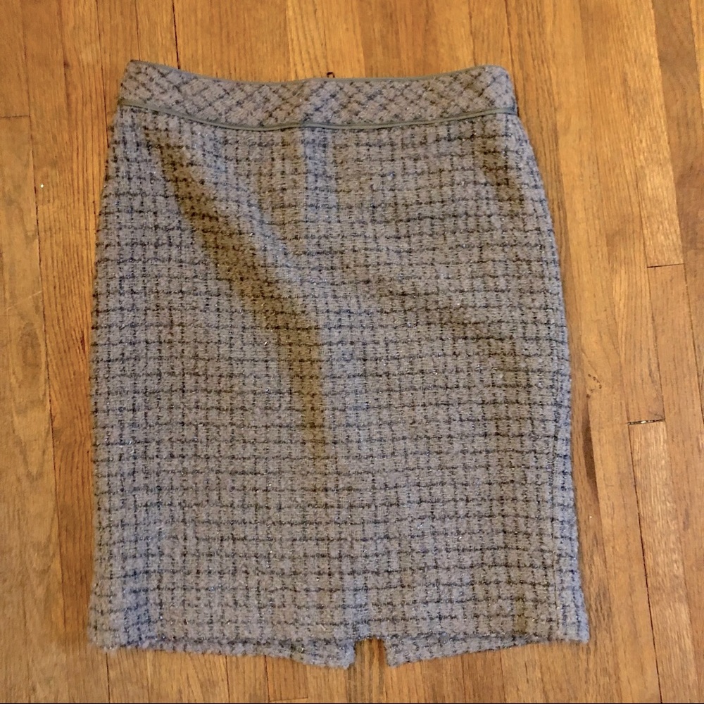 J Crew grey tweed knee-length skirt